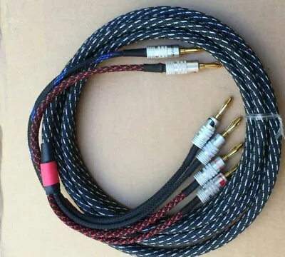 6ft-50'FT Copper BiWire Audio Speaker 1 USA OFC Cable 2x11AWG To 4X14AWG Banana • $32