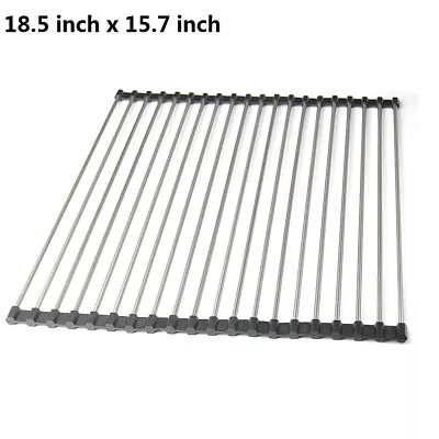 18x15  Kitchen Stainless Steel Sink Drain Rack Roll Up Dish Rack Food Drying Mat • $6.77