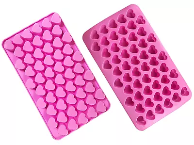 55 Pink Mini Love Hearts Silicone Mould Chocolate Fondant Jelly Ice Cube Mold • £1.78