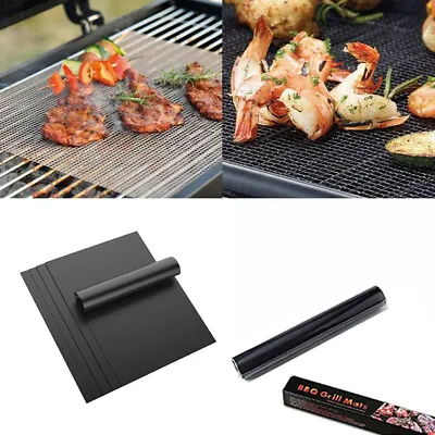 BBQ Grill Mat Barbecue Outdoor Baking Non-stick Pad Reusable Cooking Plate 4_FN • $1.91