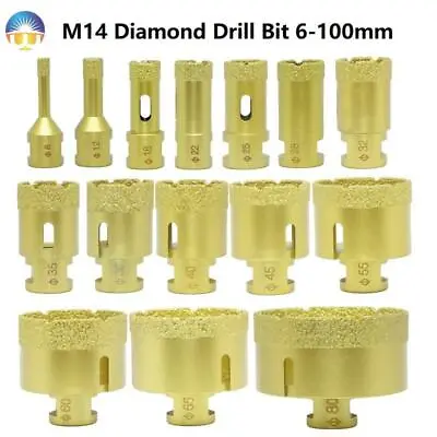 £22.34 • Buy 6-100mm M14 Diamond Drill Core Bit Dry Holesaw Cut Angle Grinder Hole Opener