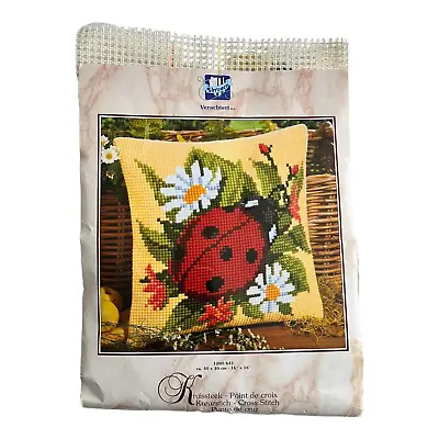 Vervaco Verachtert Ladybug Daisy Pillow Front Tapestry Cross Stitch Kit Open NIP • $36.45