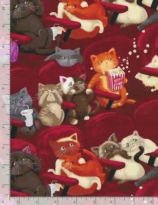 Timeless Treasures ~ Scaredy CATS Movie Theater ~ 100% Cotton Quilt Fabric BTY • $16.99