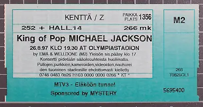 Michael Jackson Pass Ticket Complete Original History Finland World Tour 1997 • £26.25