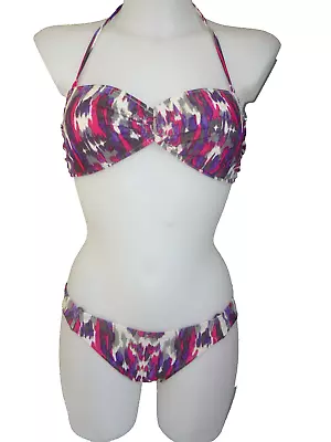 La Senza Purple Aztec Print Padded Bandeau Bikini Size 36B & 10 • £19.99