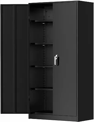 Metal Storage Cabinet W/Locking Doors And 4 Adjustable Shelves Garage Cabinet • $169.99