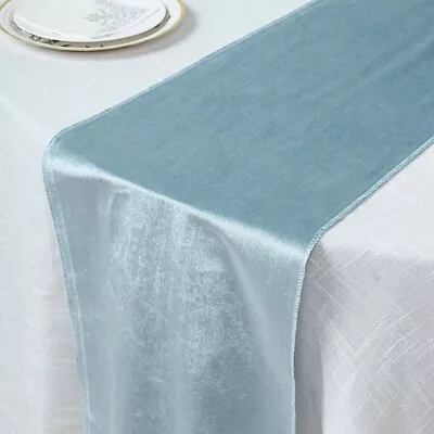 DUSTY BLUE 12x107  Premium Velvet Table Runner Wedding Reception Decorations • $4.37