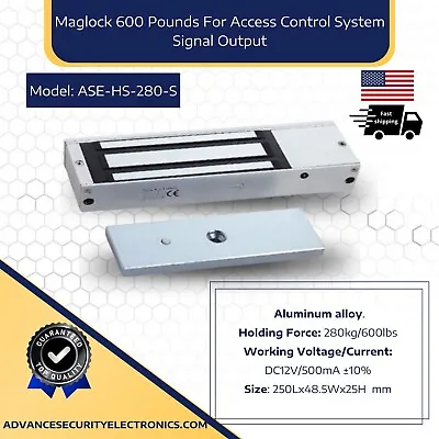 Aluminum Alloy 600lbs Maglock With Signal Output For Access Control • $19.99