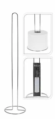 $14.99 • Buy Toilet Paper Holder Bathroom Spare Roll Tissue Storage Chrome Pole Stand 53.5cm