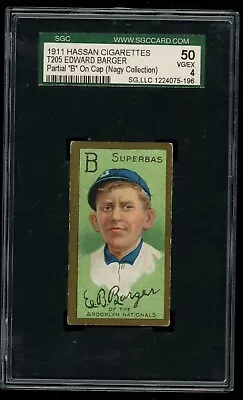 1911 T205 Gold Border Tobacco Ed Eros Barger Partial  P  On Cap SGC 4 VGEX • $379.95