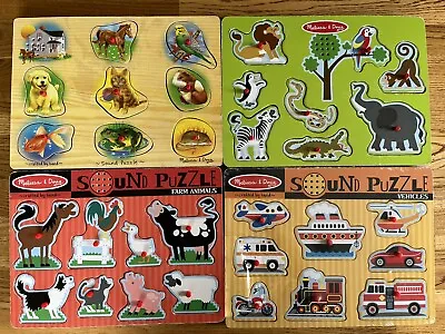 Melissa & Doug Sound Puzzle Farm Animals  Transportation Lot Of 4 • $39.99