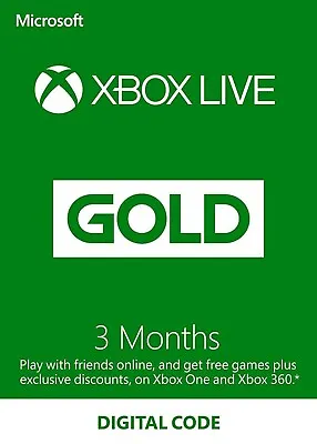 Xbox Liive 3 Month Golds Membership Worldwide Code (Global Code)!1 • £99.99