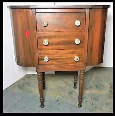 Antique Mahogany Wood ~ MARTHA WASHINGTON SEWING CABINET ~ 3 Drawers Flip Tops • $200