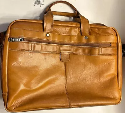 Samsonite Leather Laptop Shoulder Strap Messenger Briefcase Soft Bag Light Brown • $29.99