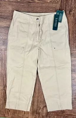 NEW Lauren Ralph Lauren Capris Tan Beige Cargo Women’s Size 10 NWT • $17.49