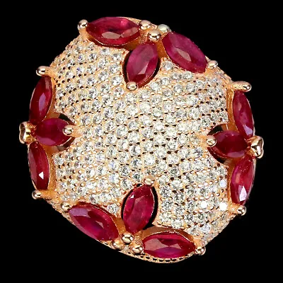 Marquise Red Ruby 5x2.5mm Cz 14K Rose Gold Plate 925 Sterling Silver Ring Size 9 • $74.50