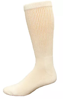 MediPeds Coolmax Cotton Half Cushion Crew Socks Mens 12-14 White 2 Pair • $11.99