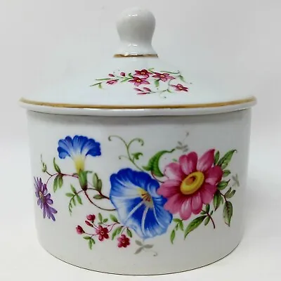 Vintage Old Foley James Kent Floral Lidded Trinket Dish Powder Puff Pot Jar Pink • $40.56