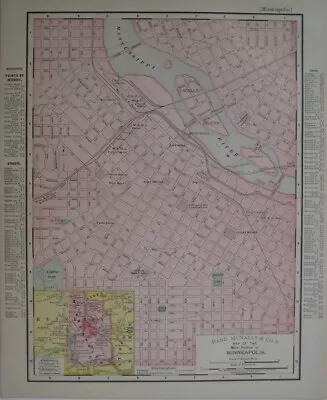 Original 1895 Streetcar Map MINNEAPOLIS Minnesota Railroads Depots Bridges Parks • $14.99