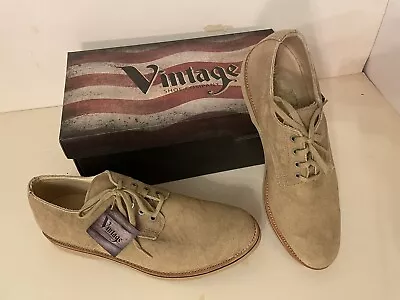 NEW NOS Mens 11.5 Vintage Shoe Company Daniel V05206 Chestnut Canvas Shoes USA • $61