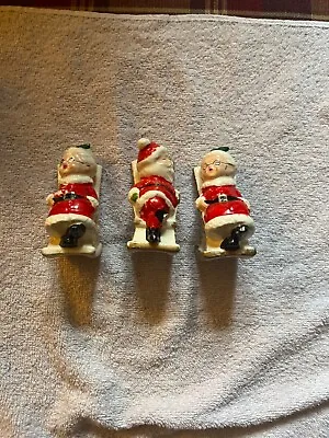 $15 • Buy Vintage Enesco Christmas Santa & Mrs Claus Rocking Chair Salt & Pepper Shakers