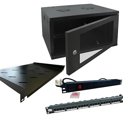 £201.28 • Buy 6u 450mm Deep Wall Mounted Data Cabinet, PDU, Cantilever Shelf, Data Panel Lot