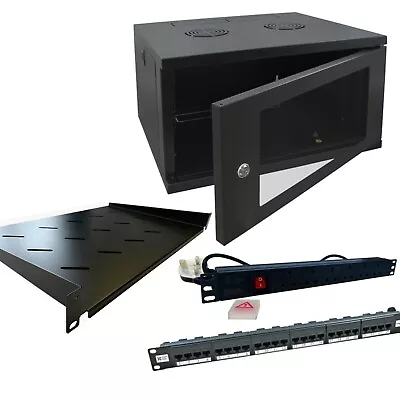 6u 450mm Deep Wall Mounted Data Cabinet PDU Cantilever Shelf Data Panel Lot • £203.25