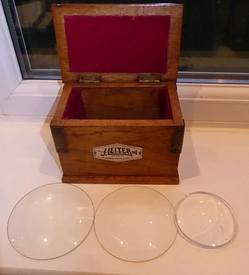 £32 • Buy 3 Vintage Opticians Concave Magnifying Lenses In Wooden Box, J Leiter  Vienna