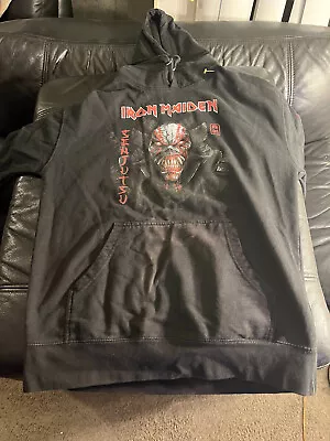 Iron Maiden Official Band Merch Hoodie Med Black W String Pockets Solid Shape • $51.29