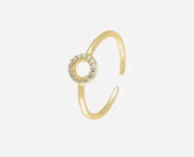 9ct Yellow Gold Plated White C/Z Thumb Finger Toe Midi Adjustable Ring .UK P756 • £8.99