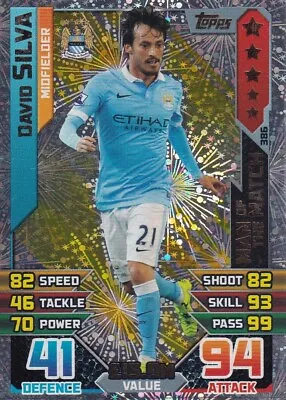 2015-16 Topps Match Attax Premier League #386 David Silva Manchester City • £1