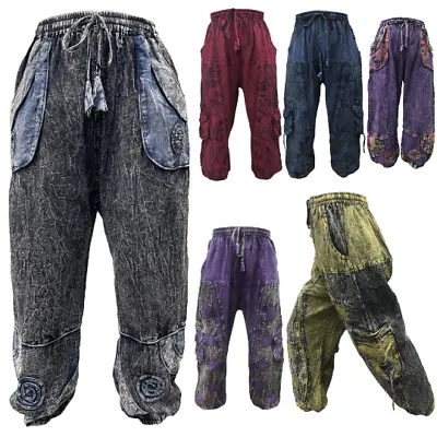 Stonewash Hippie Pants Mens Womens Harem Pant Men Baggy Gypsy Trousers One SizeL • $41.06