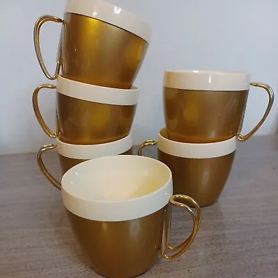 Vintage NFC THERMO Insulated Coffee Cups MCM Removable Wire Handle Set Of 6 • $22