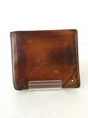 Montblanc Vintage Bifold Wallet 4cc Leather Brown Solid • $74