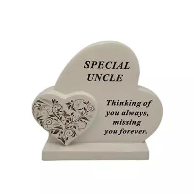 Graveside Ornament Memorial Special Uncle Floral Heart Remembrance Plaque • £14.49