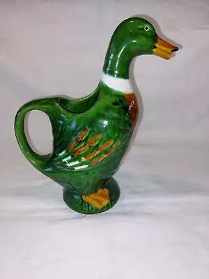 Vtg Majolica Duck Pitcher Frutuoso Art Pottery Portugal 9-1/4  VGC • $49.99