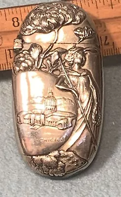 1893 Chicago World’s Fair LADY LIBERTY Silver Plated MATCH SAFE VESTA Holder • $66