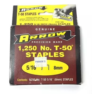 Vintage Arrow T-50 Staples 5/16” 8mm (1250 Count) NEW • $13.99