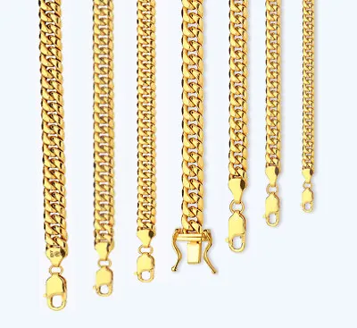 10k Yellow Gold 3mm-7.5mm Miami Cuban Chain Necklace Bracelet Size 7 -30  Hollow • $533.06