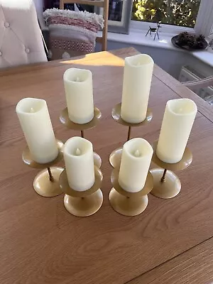 6 Gold Candle Holders Home Decor Wedding Centrepiece Dining Table • £15