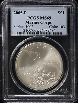 2005-P $1 Marine Corps Commemorative Silver Dollar PCGS MS 69 • $79.95