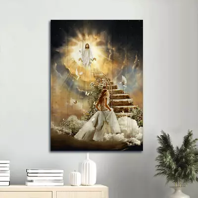 Jesus Poster Beautiful Heaven Holy Spirit Dove Jesus Painting Stair To Hea... • $15.42