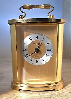 Vintage Metamec Oval Carriage Style Clock Brass Finish Battery Movement Retro • £20