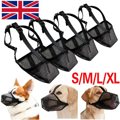 UK Breathable Anti-lick Pet Muzzle Dog Muzzle Anti-Biting Chewing Licking S-XL • £3.91