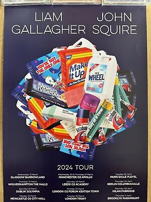 Official Liam Gallagher John Squire  Concert Poster 2024 Tour Oasis Stone Roses • £79.99