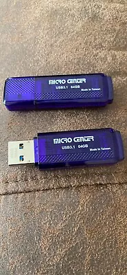 Micro Center SuperSpeed 2Pack 64GB USB 3.0 Flash Drive Gum Size Memory Blue NEW • $17.21