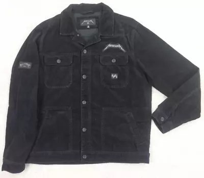 $69.99 • Buy Billabong Metallica Jacket Large Black Corduroy Trucker Rock Spellout Snake Mens