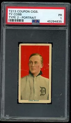 1914 T213 Coupon Ty Cobb Red Portrait PSA 1 HIGH END APPEAL • $4499.95