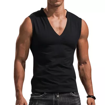 Mens Sport Vest Summer Gym Tank Tops Men Muscle Fitness Bodybuilding T Shirt • £6.95