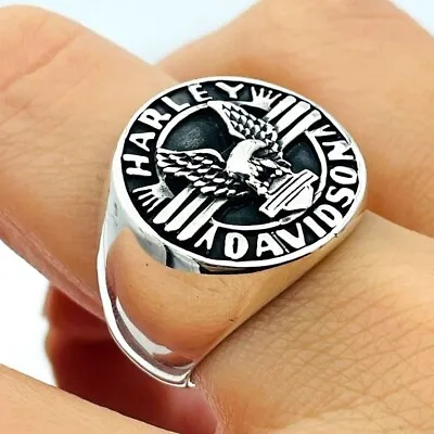 Mens Eagle Model Harley Davidson 925 Sterling Silver Ring Handmade Jewelry • $50